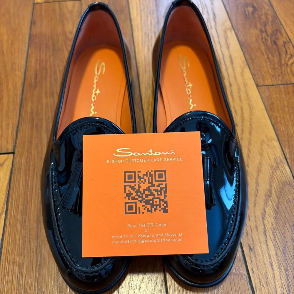 NWOT Santoni Andrea Patent Tassel Loafers | Size 37 | Italian Luxury